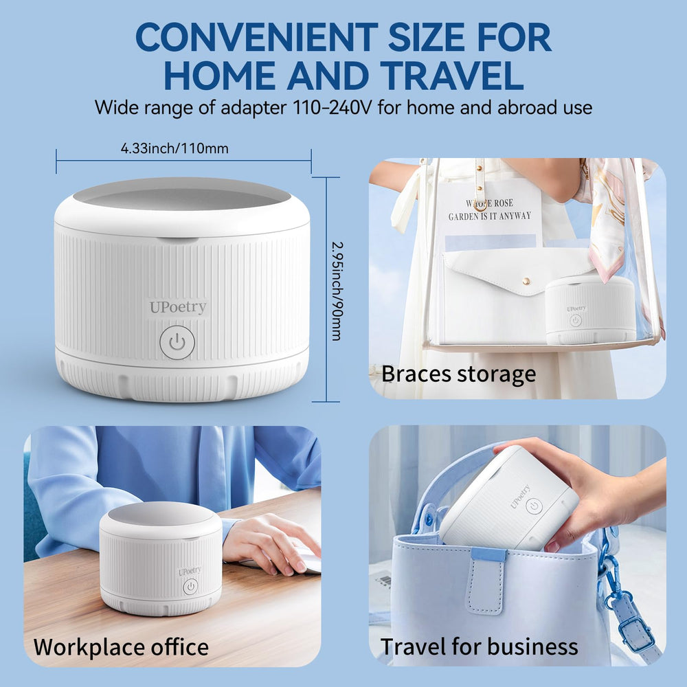 Clean toothbrush heads attached to the device
