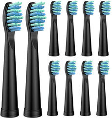 10-pack replacement heads compatible with Sonic-FX and SnapWhite toothbrushes in black
