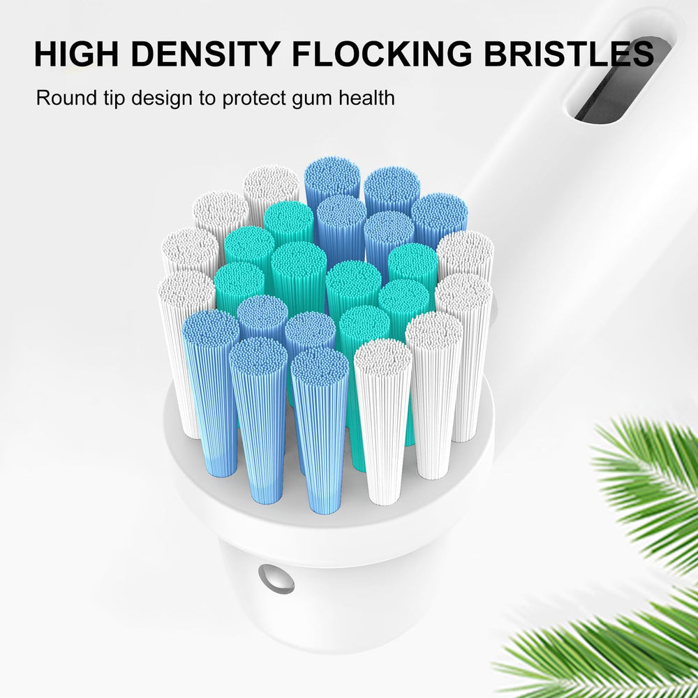 Replacement toothbrush head showing compatibility with most Oral-B handles