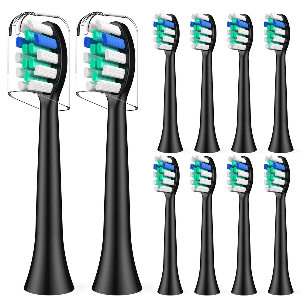 Replacement toothbrush heads for Rtauys S5 Sonic Electric Toothbrush - black, pack of 10