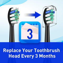 Standard size replacement heads for Rtauys S5 Sonic Toothbrush - black