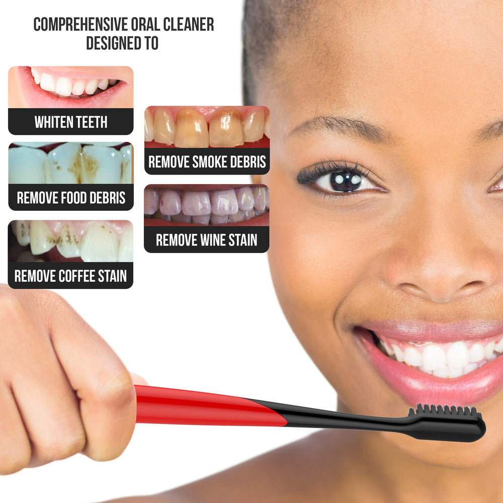 Toothbrush with power tip reaching between teeth for deep cleaning