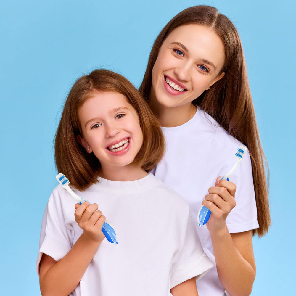 Toothbrush and toothpaste bulk set with portable case.