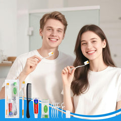 Disposable toothbrush with toothpaste in travel kit