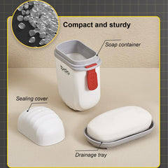 Drainage rack on soap case for drying soap