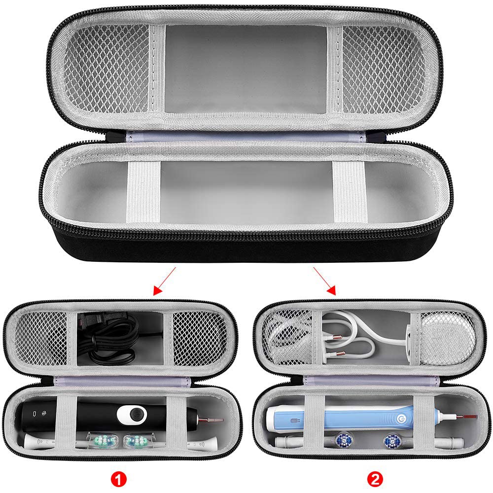 Open case showing elastic toothbrush bands inside