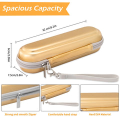 Open case showing elastic toothbrush strap and mesh pockets