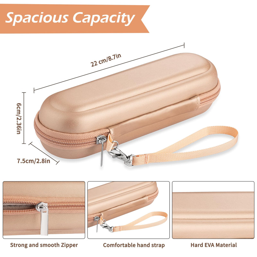 Interior showing elastic strap securing toothbrush