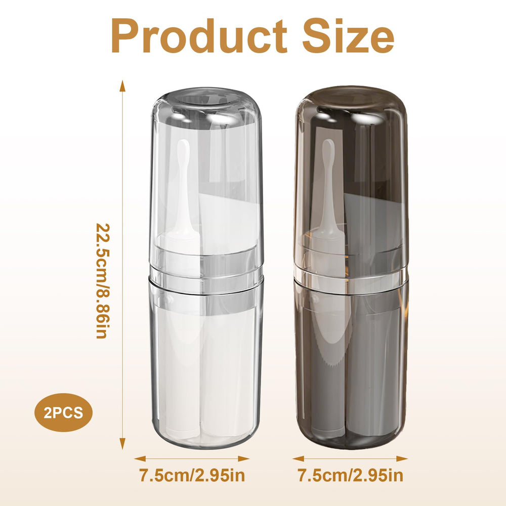 Open lid showing built-in mouthwash cup and storage compartment