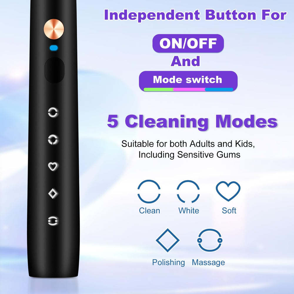 Close-up of soft W-shaped bristles on the black toothbrush