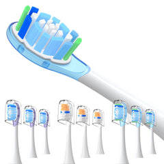 Ten-pack replacement toothbrush heads compatible with Philips Sonicare click-on handles