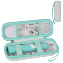 White toothbrush travel case (box only) compatible with Oral-B and Philips Sonicare rechargeable toothbrushes.