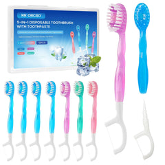 Packaging: 10-pack disposable toothbrushes with toothpaste in four flavors