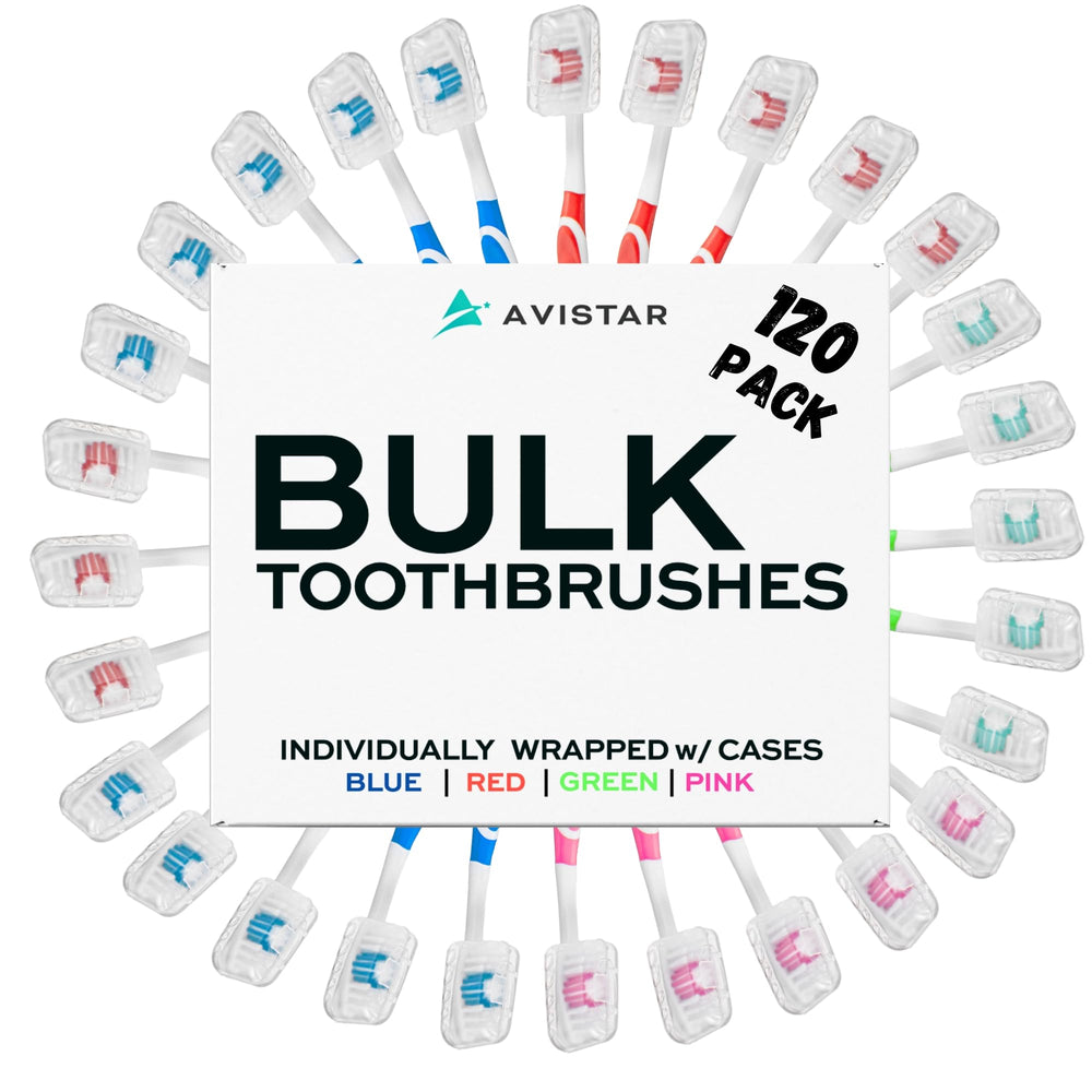 120-pack of toothbrushes with cover caps, individually wrapped