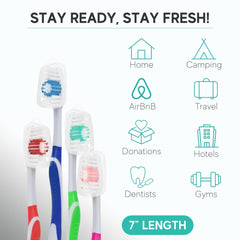 Toothbrushes available in four color options for easy differentiation