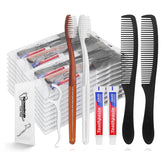 50-pack disposable toothbrushes with toothpaste and comb bundle