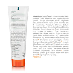 Mint toothpaste close-up showing texture and label