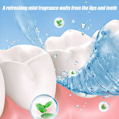 Minty fresh breath implied with clean teeth