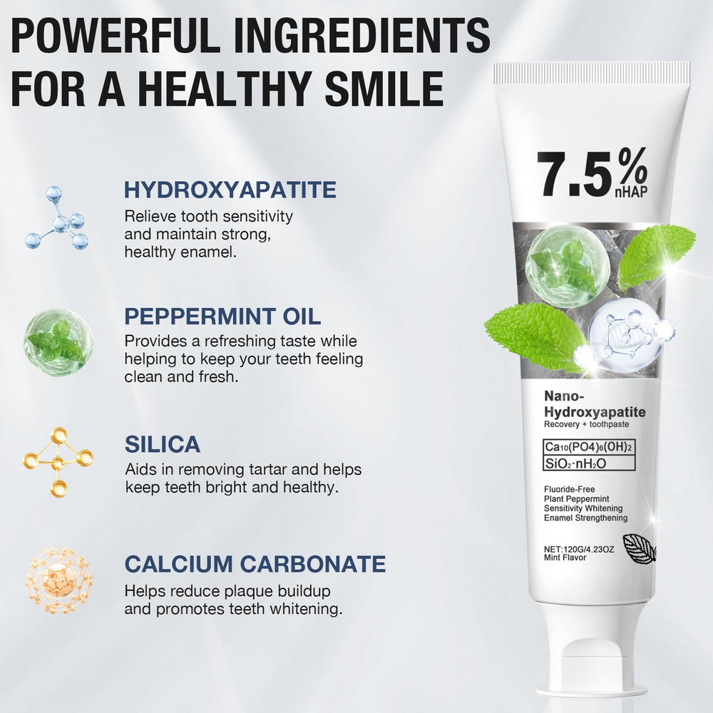 Tube of nano hydroxyapatite toothpaste close-up