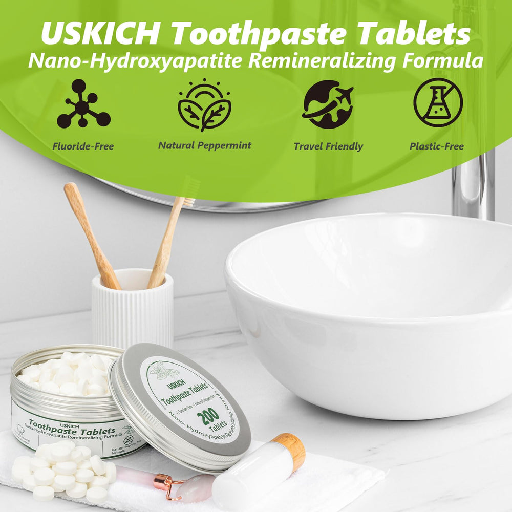 Chewed toothpaste tablet brushing for enamel protection