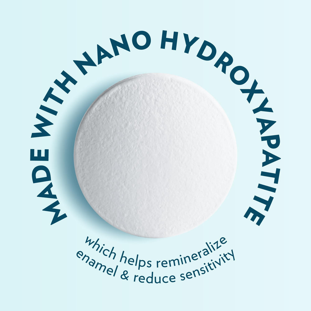 Illustration of nano hydroxyapatite toothpaste tablets