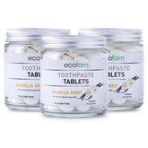 Vanilla Mint Nano Hydroxyapatite toothpaste tablets in a glass jar