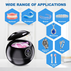Top-openable lid on dental cleaner for easy insertion