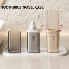 Compact portable Topavatop toothbrush travel case in grey and white for travel
