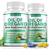 Product image: TOPCAPAK Oil of Oregano with Black Seed Oil softgels bottle