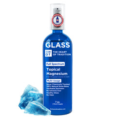 Topical magnesium oil spray in a 7 oz glass bottle