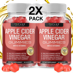 Toplux Apple Cider Vinegar Gummies bottle highlights 1000mg ACV per serving for daily vitality