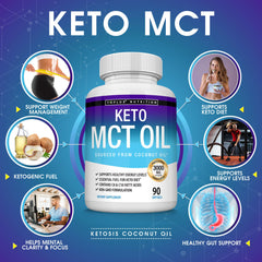 Toplux Keto MCT oil capsules softgels closeup with tasteless energy boost