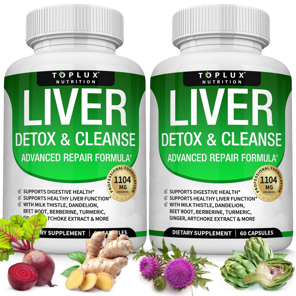 Toplux Liver Detox bottle front for daily liver support and vitality.