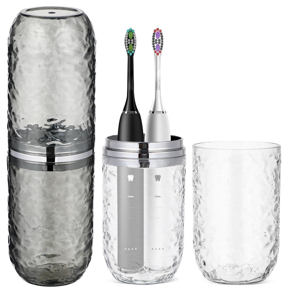 TOPPERFUN travel toothbrush holder with lid, transparent 3D pattern
