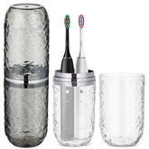 TOPPERFUN travel toothbrush holder with lid, transparent 3D pattern