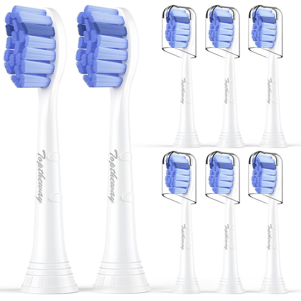 Toptheway Extra Soft Replacement Toothbrush Heads 8 Pack - soft bristles close-up