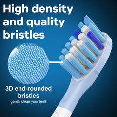 Full-size brush head designed to follow gums and teeth