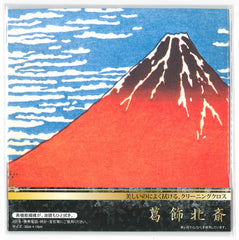 Toraysee microfiber lens cloth featuring Hokusai Mt. Fuji in red