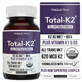 Total K2 bottle with label highlighting full-spectrum Vitamin K2 MK4 & MK7