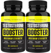 TOTAL VITAMINS Testosterone Booster bottle-front ideal for daily use and energy support.