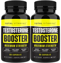 TOTAL VITAMINS Testosterone Booster bottle-front ideal for daily use and energy support.