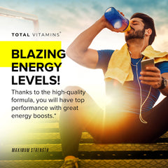 TOTAL VITAMINS Testosterone Booster pills-closeup shows compact capsules for easy daily routines.