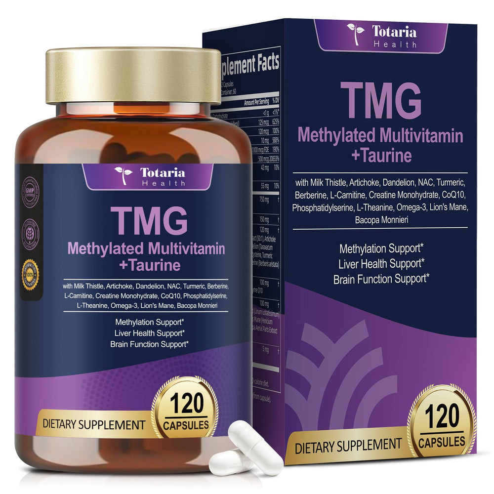 Totaria 24-in-1 methylated multivitamin bottle with 120 capsules.