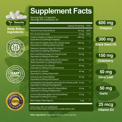 Totaria immune-support ingredients and vegan, non-GMO certification imagery