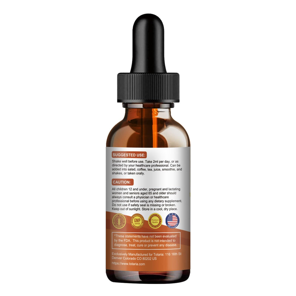 Nutrition facts panel and labeling for Totaria Berberine Drops