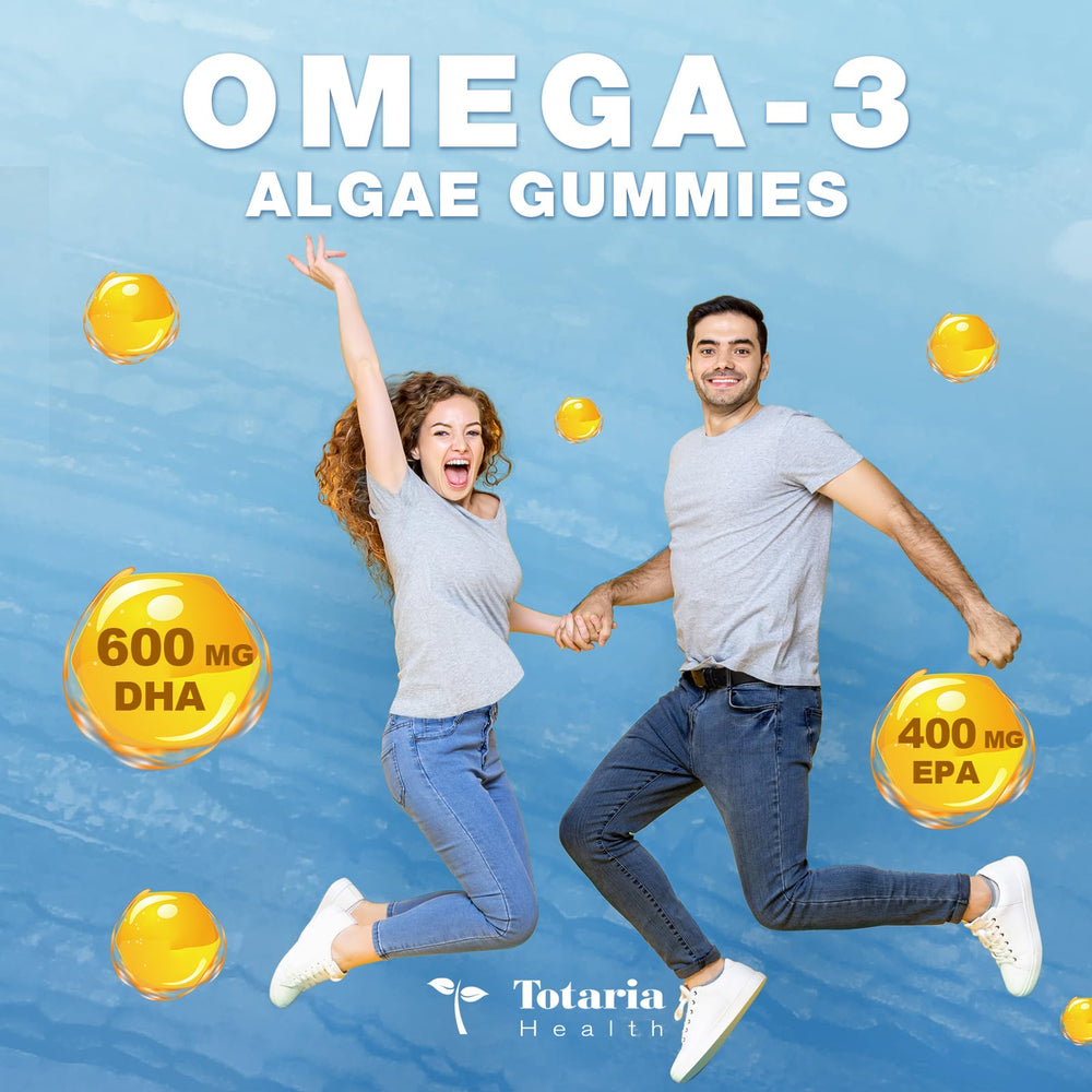 Front label highlighting algal oil-based omega-3 and 1500 mg per serving