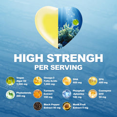 DHA 600 mg and EPA 400 mg highlighted on packaging