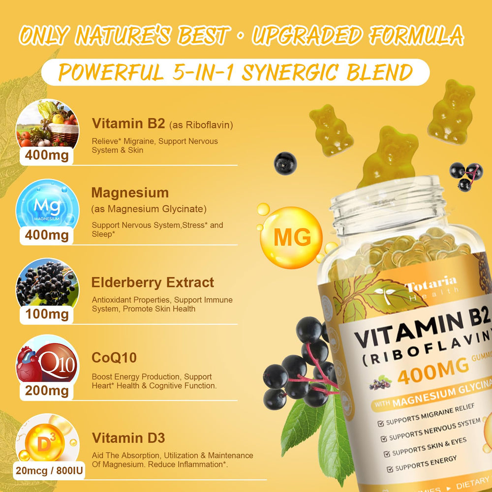 Bottle featuring Totaria Vitamin B2 Gummies 60-count