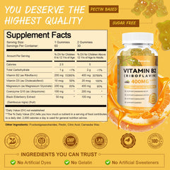 Ingredient panel showing Riboflavin, Magnesium Glycinate, CoQ10 and Elderberry