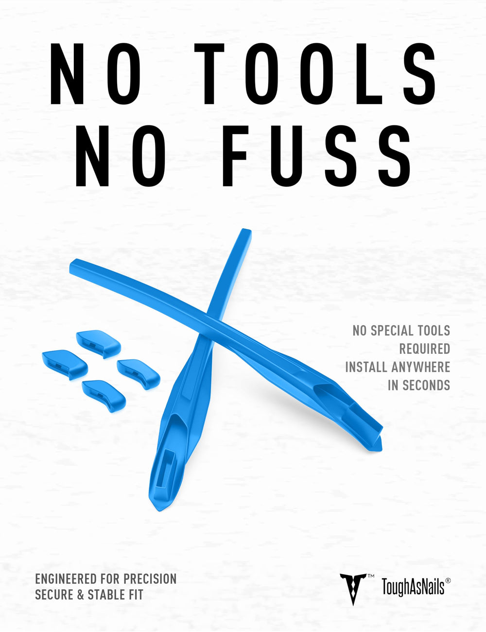 Blue ToughAsNails earsocks and nose pads close-up
